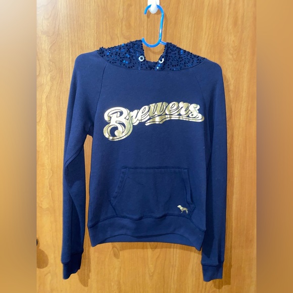 PINK Victoria's Secret Blue Sweater with Gold Accents - Picture 1 of 4